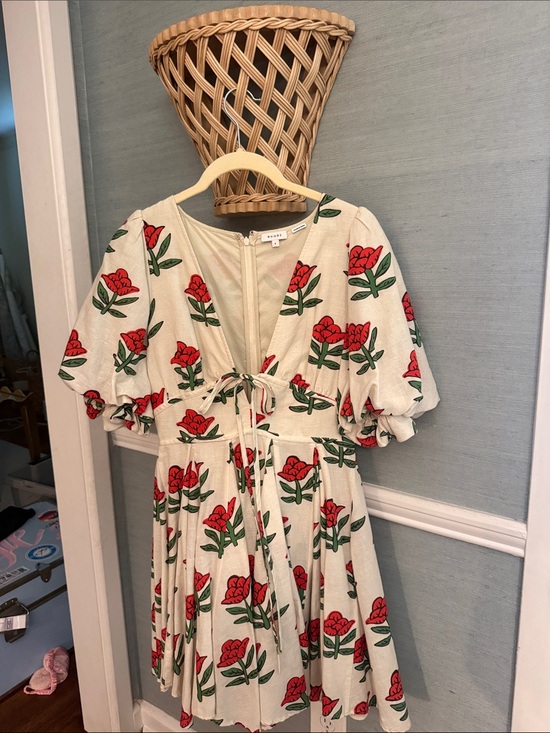 Faithfull the Brand Dresses & Skirts - Faithfull the Brand Cream Dress with Red Floral Motif